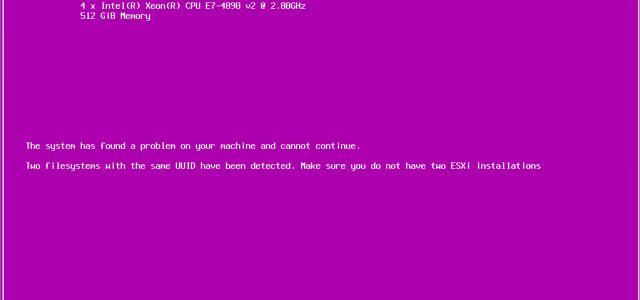 ESXi - Two filesystems with the same UUID