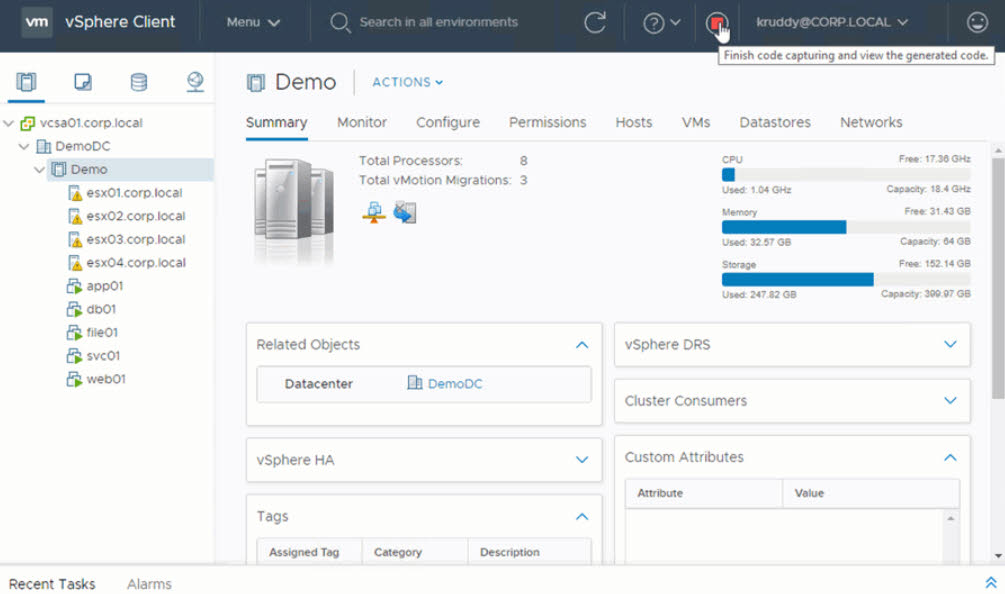 Spring web client. DRS кластер. Virtual Volumes view.